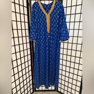 Blue and Gold Kaftan Dress